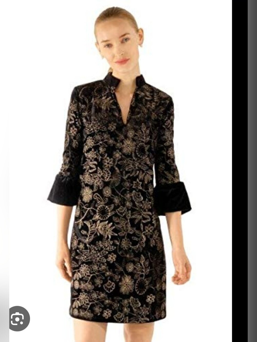 Gretchen Scott Velour Embroidered Dress Size Small
